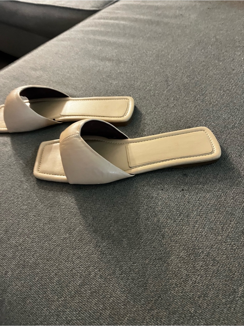 Zara Women’s Square-Toe Slide Sandals in Beige - Picture 2 of 3